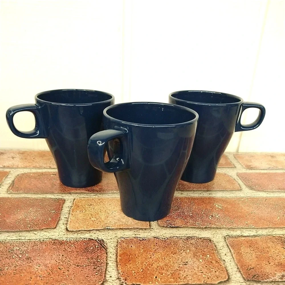 IKEA Fargrik Mugs Blue (Set of 3) Coffee Tea Stoneware‎ Cup #21533 Stackable
